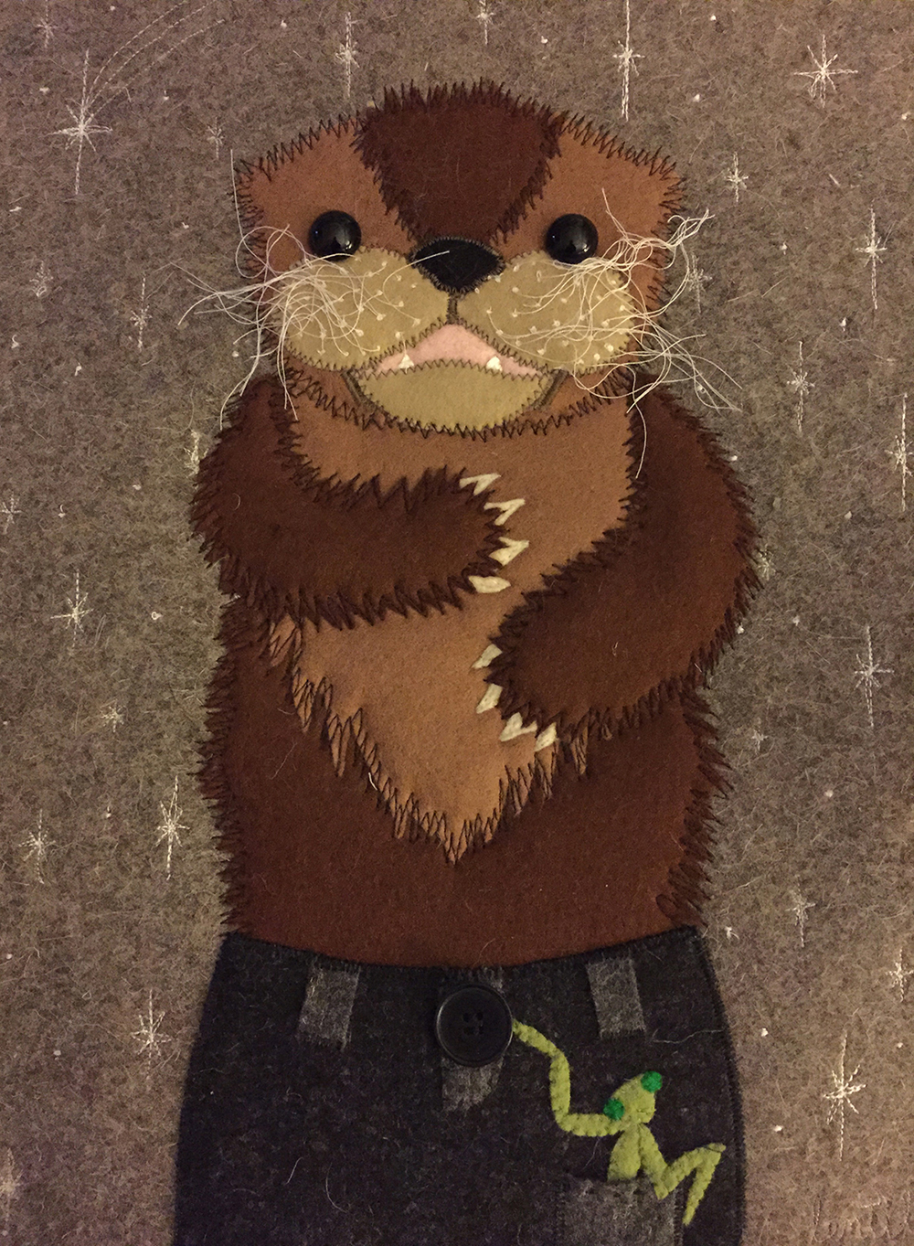 felt portrait of an otter